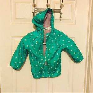 2T girls turquoise/white polka dot hooded jacket